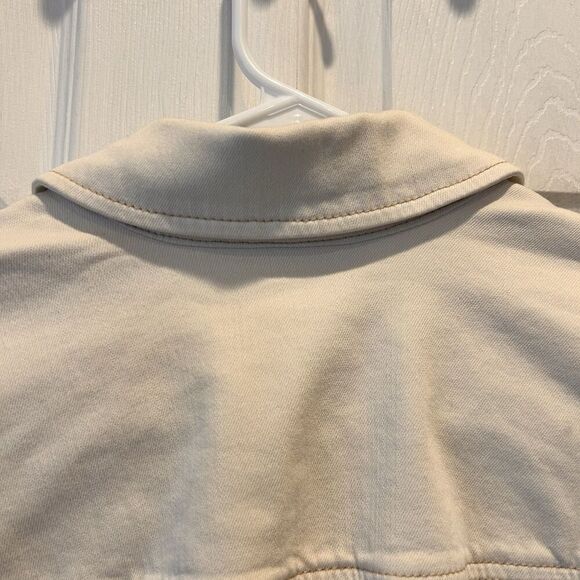 Chico's Jacket Women's Vanity 1 US 8 Medium White Ivory Puffy 3/4 Sleeve Denim - Picture 8 of 10